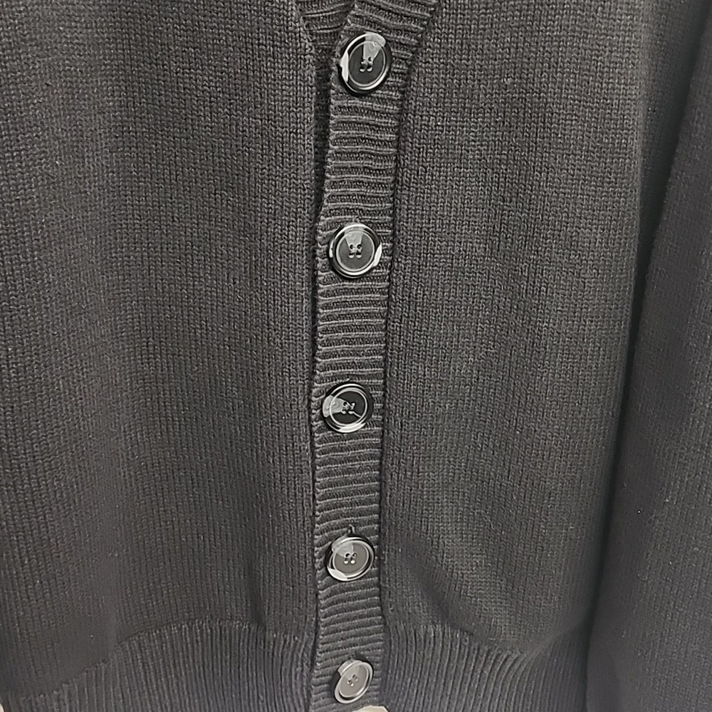 Forever 21 Vintage Mens Black Minimalist Big Button Down Cardigan SzL Handsome - Picture 2 of 10